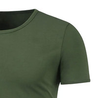 Chemise en coton et polyester pour homme, vert olive, coupe athlétique, col rond, manches courtes, vêtements de sport, fabricant de vêtements personnalisés