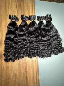 Faisceaux de cheveux ondulés rebondissants de temple indien brut Vendeurs de cheveux non transformés Fournisseurs de cheveux crus tissés à la machine - Product Image 4