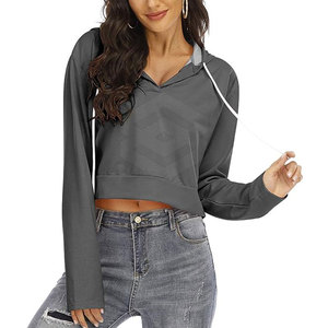 Custom Logo Streetwear <b>Women</b> Crop Top Hoodies Pullover <b>Women</b> Crop Hoodie Ladies Casual Wear 2026 - Product Image 2