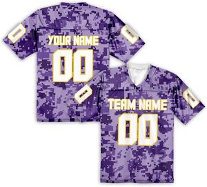 Camisetas de fútbol americano de malla de secado rápido, tela de poliéster personalizada, estampado de camuflaje de transferencia de calor, venta al por mayor, deportes de alta calidad - Product Image 1