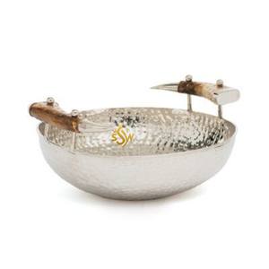 Bol de mélange d'aliments de forme ronde en plaqué or de designer Attrayant un nouveau look en laiton antique bol de service de nouilles de style japonais en Inde - Product Image 2