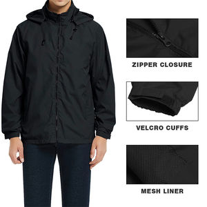 Chaqueta Cortavientos con Capucha para Hombre, de Lona, Transpirable, Impermeable, Ligera, Informal, de Alta Calidad, Estilo Diario - Product Image 3
