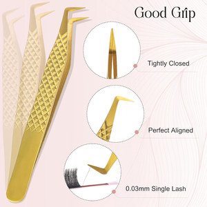 Offre Spéciale Pince à épiler professionnelle pour extension de cils à 90 degrés avec logo personnalisé Pince à cils en acier inoxydable - Product Image 4