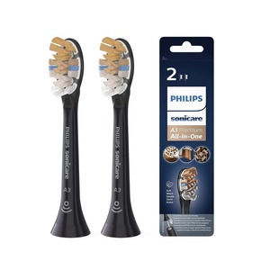 Philips Original A3 Premium <b>All</b>-<b>in</b>-<b>One</b> Standard Sonic Toothbrush Heads - Pack of 2 <b>in</b> <b>Black</b> (Model HX9092/11) - Product Image 4