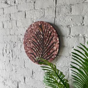 งานศิลปะหินทำมือระดับพรีเมียม ลายใบชาแบบอาร์ตเดโค ดีไซน์โมเสค กรอบพีวีซี ตกแต่งผนังแบบแขวน ปรับแต่งได้ เหมาะสำหรับตกแต่งบ้านและโรงแรม - Product Image 3