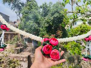 Puerta de Toran hecha a mano colgante Tuberose Rose Bunch decoración de pared indio festivo Diwali Vibes Pooja puerta decoración estilo artístico - Product Image 6