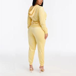 Nouvel ensemble de survêtement deux pièces personnalisé pour l'hiver, en velours éco-responsable, grande taille, séchage rapide, avec fermeture éclair et capuche, pour femme - Product Image 5