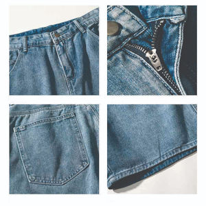 กางเกงขาสั้นผ้ายีนส์ทรงหลวมสำหรับผู้ชายกางเกงขาสั้นผ้ายีนส์สีฟ้ามีกระเป๋าแบบตัวอักษรกางเกงขาสั้นมีสไตล์ใหม่ใส่สบายออกแบบได้ตามต้องการ - Product Image 4