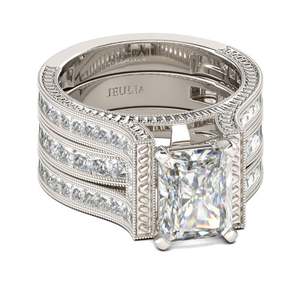 Ensemble de bague de fiançailles classique en diamant taille princesse sertie en argent 925 avec diamants de laboratoire pour femmes - Product Image 2