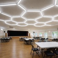 Kit de panneaux lumineux hexagonaux IP20, CRI90, efficacité 110 lm/W, montage en surface pour salle communautaire et espace événementiel