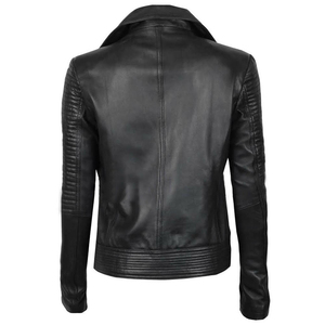 แจ็กเก็ตหนังแท้สำหรับผู้หญิงแจ็คเก็ตหนังแท้สำหรับนักขี่จักรยานลำลองและมีสไตล์ใหม่สำหรับ100% - Product Image 4