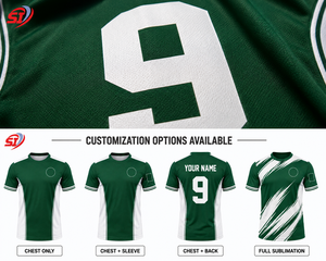 Camiseta de Fútbol Personalizada Verde Blanca con Sublimación, Nombre del Equipo y Número Impresos, 100% Poliéster, Uniforme de Fútbol al por Mayor OEM - Product Image 4
