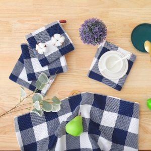 Serviettes de cuisine en coton 100% gaufré teint en fil, modernes, faites à la main, à carreaux, jetables, réutilisables, personnalisables, super douces et absorbantes - Product Image 3