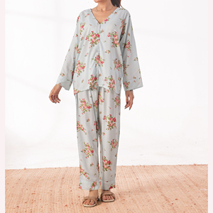 Premium nuit pyjama costume dames confortable doux tissu élégant deux pièces coton vêtements de nuit approvisionnement en gros - Product Image 6