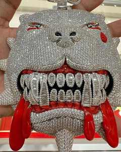 Colgante de Bulldog Resplandeciente con Moissanita VS1 de 20 Quilates, Joyería Hip Hop Glamorosa con Incrustaciones, Chapado en Oro sobre Plata de Ley 925 - Product Image 1