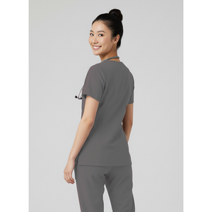 Blouse médicale respirante et légère unisexe à col ras du cou ou en V, avec étiquettes personnalisées, en coton élasthanne, pour hôpital, en stock - Product Image 1
