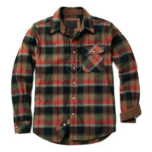 Chemise en flanelle classique pour homme, manches longues, 100% coton, vêtement décontracté, bouton, motif uni personnalisé, écologique, respirant, séchage rapide, haute qualité - Product Image 1