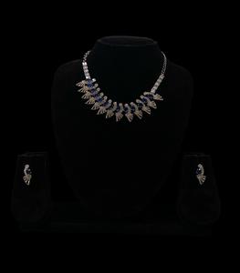 Juego de collar y pendientes de piedra de cristal de acero inoxidable Vintage para fiesta de compromiso de boda de mujer - Product Image 1