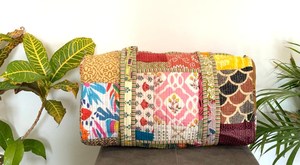 Bolsa de Lona de Algodón Hecha a Mano con Estampado de Bloques Multicolor de Lujo, Estilo Deportivo, Táctica, Ecológica para Viajes/Gimnasio/Yoga - Product Image 4