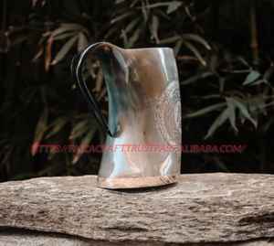 New Arrival Medieval Natural Buffalo Horn Mug Polished Viking Tankard for <b>Beer</b> and Mead Handcrafted Natural <b>Crafts</b> - Product Image 2