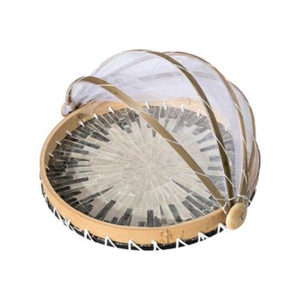 Vente en gros couverture alimentaire en jonc de mer incrusté de nacre naturelle avec organisateur de plateau fait main tente du Vietnam - Product Image 3