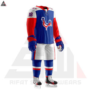 เครื่องแบบฮ็อกกี้น้ำแข็งใส่ได้ทั้งชายและหญิง100% โพลีเอสเตอร์แห้งเร็วน้ำหนักเบาป้องกันรอยยับระบายอากาศได้ดีดีไซน์ทันสมัย - Product Image 4