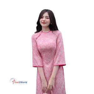 Vestidos Ao Dai Vietnamitas Personalizables Antiarrugas, Tejidos en Material Modal, con Estampado Vintage de Leopardo en Relieve - Product Image 5