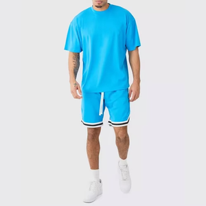 Short de basket-ball tendance pour hommes avec t-shirt de taille normale en coton de qualité supérieure respirant à manches courtes vêtements d'été - Product Image 6