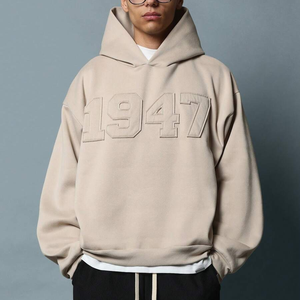 Sudadera con capucha de rizo de algodón de alta calidad para hombre, chaqueta acolchada con bordado de letras, jersey de gran tamaño, bolsillo en relieve, otoño 3D - Product Image 5