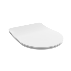 Tapa de inodoro en forma de D, desechable, de cierre lento, en color blanco, hecha de plástico - Product Image 1