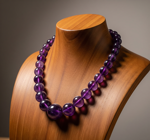 Fabriqué à la main femmes 18 pouces argent 925 serrure conception nouée à la main accessoire de mode haute qualité pierre d'améthyste naturelle perlée - Product Image 4