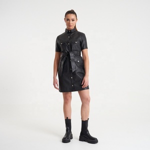 เสื้อโค้ทยาวเสื้อแจ็คเก็ตหนังแกะสีดำสำหรับผู้หญิงเสื้อโค้ทสำหรับฤดูหนาวปรับแต่ง2024 - Product Image 5