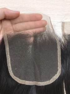 Vente en gros 14 pouces noué à la main fermeture frontale vierge Remy brut vietnamien Extension de cheveux humains 5x5 dentelle transparente droite - Product Image 4