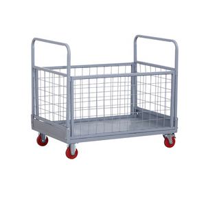 Troli pagar datar logam pagar pembatas Supermarket kereta gandeng keranjang lipat kereta truk Platform <span class=keywords><strong>Dolly</strong></span> tangan dengan kandang - Product Image 1
