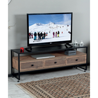 Meuble TV en bois de style européen moderne avec étagères ouvertes réglables en hauteur, console TV personnalisable, meubles de salon