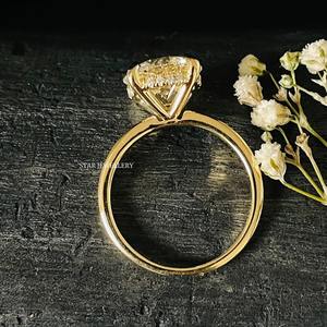 14K ทองแข็ง3 CT CVD IGI ได้รับการรับรองเพชรโซลิแทร์ซ่อนรัศมีแหวนหมั้น - Product Image 4