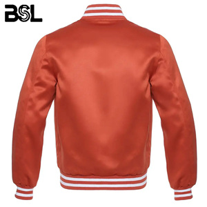 Blouson Bomber Unisexe en Soie Satinée à Col Montant Fin Brodé avec Logo Personnalisé pour l'Hiver – Veste Collège en Gros - Product Image 4