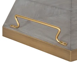 \ Bandeja metálica hexagonal de lujo de diseñador perfecta para fiestas, aperitivos, bebidas, centro de mesa y decoración contemporánea del hogar - Product Image 2