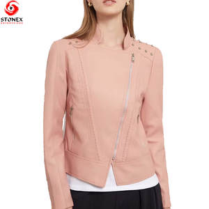 Chaqueta de Cuero para Mujer, Estilo Moderno, Nuevo Modelo, Informal, con Cierre, Chaquetas de Cuero para Mujer, Venta Caliente, Alta Calidad, OEM - Product Image 4
