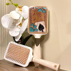 New Designer Western Style Handmade Tooled Leather Hair Brush <b>Hot</b> Selling Engraved Leather Daily Use Hair Accessories for Unisex - Product Image 5