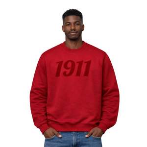Solid 1911 Krimson Kappa Alpha Psi Fraternity Chenille <b>Sweatshirt</b> True To Size Premium Fleece Embroidered Greek Letter Apparel - Product Image 1