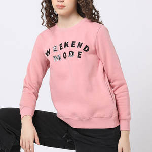 Haute qualité femmes col rond sweat coton polaire imprimé Technique tissu éponge brodé décontracté pour l'hiver - Product Image 6