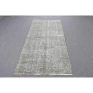 พรมวินเทจสไตล์ตุรกี ขนาด 3.4x7.1 ฟุต พรมขนสัตว์สีเทา - Product Image 1