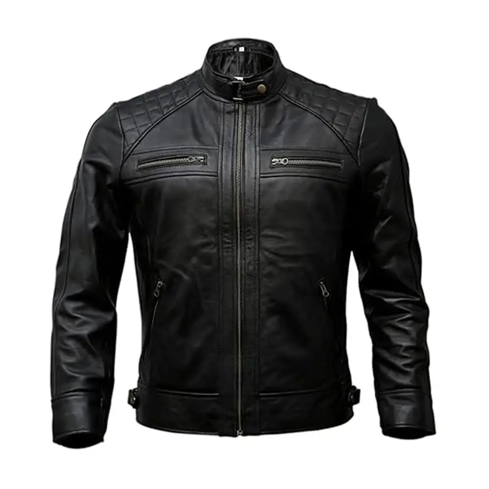 Veste en cuir noir pour hommes de haute qualité nouvelle veste en cuir décontractée d'hiver pour hommes veste en cuir de grande taille