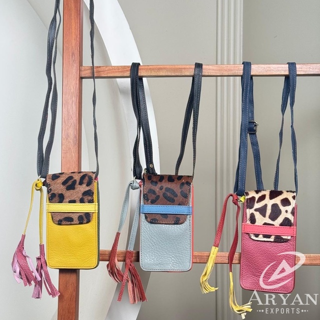 Recycled Leather Mobile Phone Bag & Cases OEM Crossbody Mobile Phone Bag for Women Eco-Friendly Multi Colored Cell Phone Purse