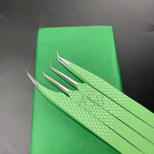 Pince à épiler professionnelle d'extension de cils vert pastel poignée en diamant pointe pointue pince à cils en acier durable personnalisée - Product Image 1