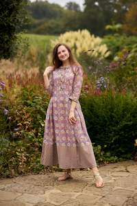 ชุดเดรสโบฮีเมียน ซินต้า ความยาวระดับน่อง ทรงเอ พิมพ์ลายด้วยมือ ผ้าฝ้ายแท้ สำหรับฤดูใบไม้ผลิ ฤดูร้อน ฤดูใบไม้ร่วง - Product Image 5