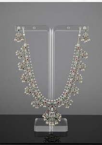 Fancy Design <b>Long</b> Oxidised <b>Silver</b> Necklace Set Party Wear Jewelry Beautiful Traditional Oxidised <b>Silver</b> Jewelry for Women - Product Image 2