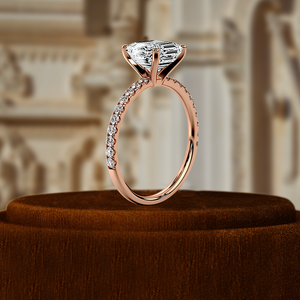 Anillo de Diamante Cultivado en Laboratorio con Certificación IGI, Anillo de Compromiso para Mujer, Anillo de Boda Solitario con Corte Asscher de 1 Quilate, Media Pavé, Oro de 14k - Product Image 6