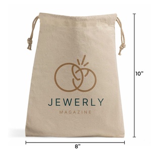 Pochettes personnalisées en toile de coton avec cordon de serrage, logo brodé, pour portefeuilles, vêtements, artisanat, rangement, protection anti-poussière, sacs de cadeaux - Product Image 1